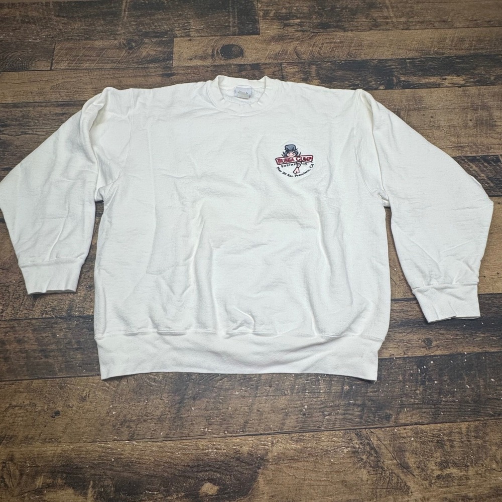Bubba Gump Shrimp Pier 39 San Francisco CA Sweatshirt Mens Large  White 1996 Y2K